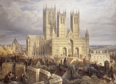 Catedral de Lincoln desde el noroeste, c.1850 de Frederick Mackenzie